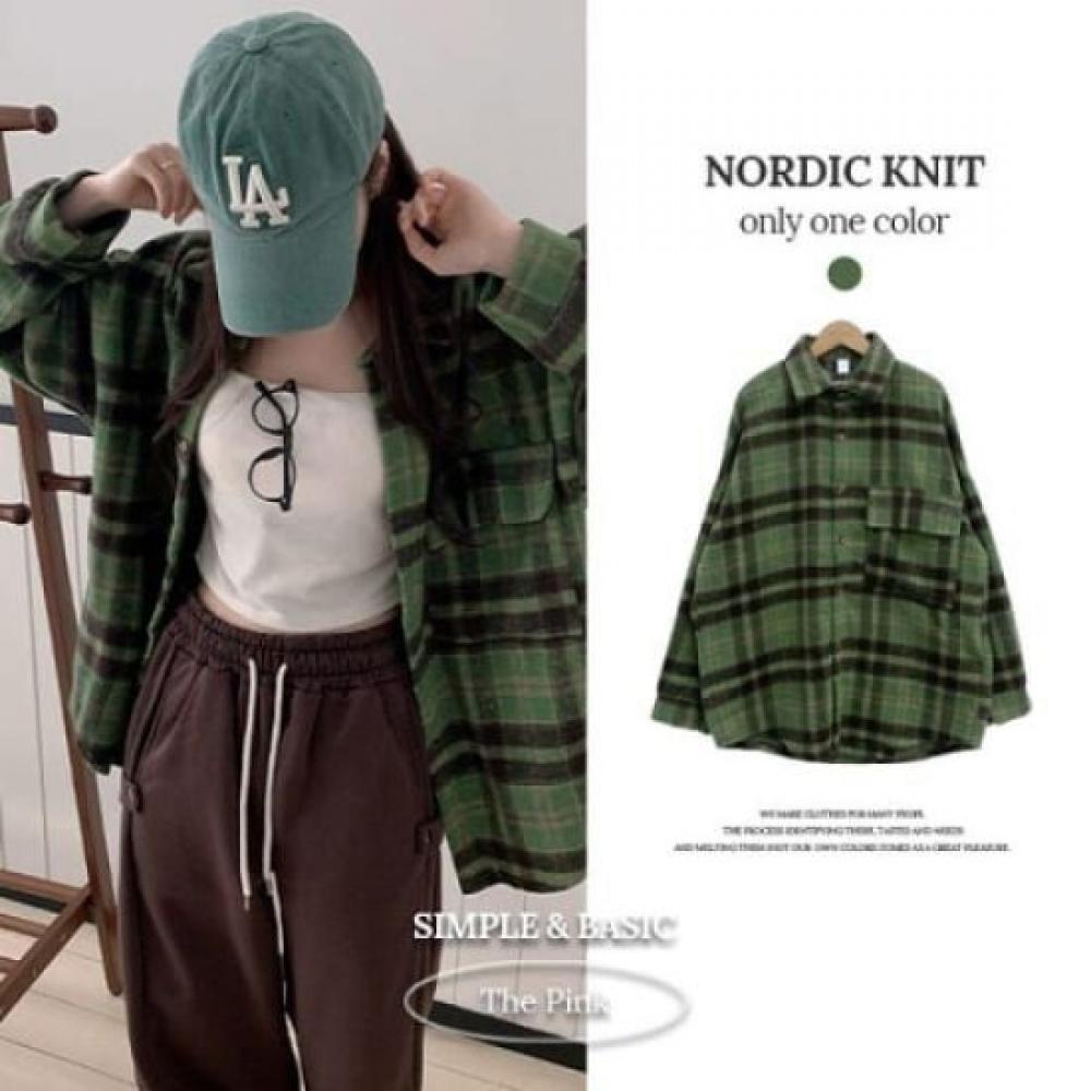 The Pink Oversized Check Pattern Shirt Jacket