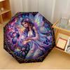 Fairy with Butterflies Printed Umbrella Windproof Folding Umbrella Portable Sun and Rain Umbrella Suitable for Gifting
