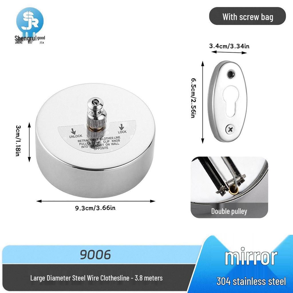 304 Stainless Steel Retractable Clothesline - No-Drill, Invisible Wall Mount, Indoor Nylon Drying Rope