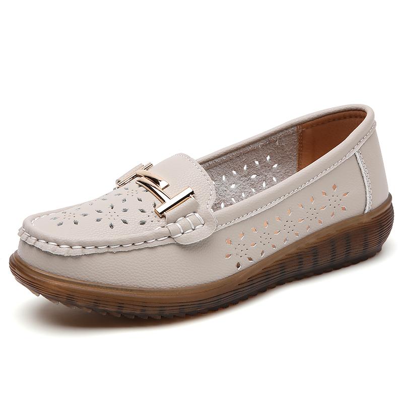 Women Moccasins Penny Loafers Casual White Nurse Footwear Summer Hole Driving Walking Shoes Plus Size