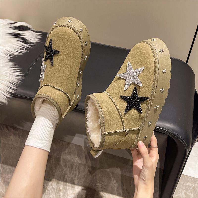 Fashion Round Toe Platform Women's Snow Boots Winter Plush Ladies Shoes Fashion Non Slip Y2k Boot New Rock Hot Chic and Elegant Booties