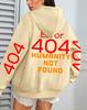 Women's Autumn Loose Fleece Hoodie with 'Error 404' Letter Print and Pocket