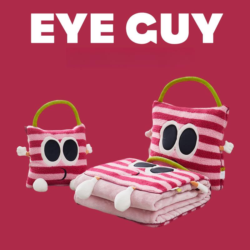 

Одеяло с изображением монстра с большими глазами, офисной машины, лоскутное одеяло, диванная подушка, одеяло 2-в-1, вышитое фланелевое одеяло для спальни 100 * 150cm