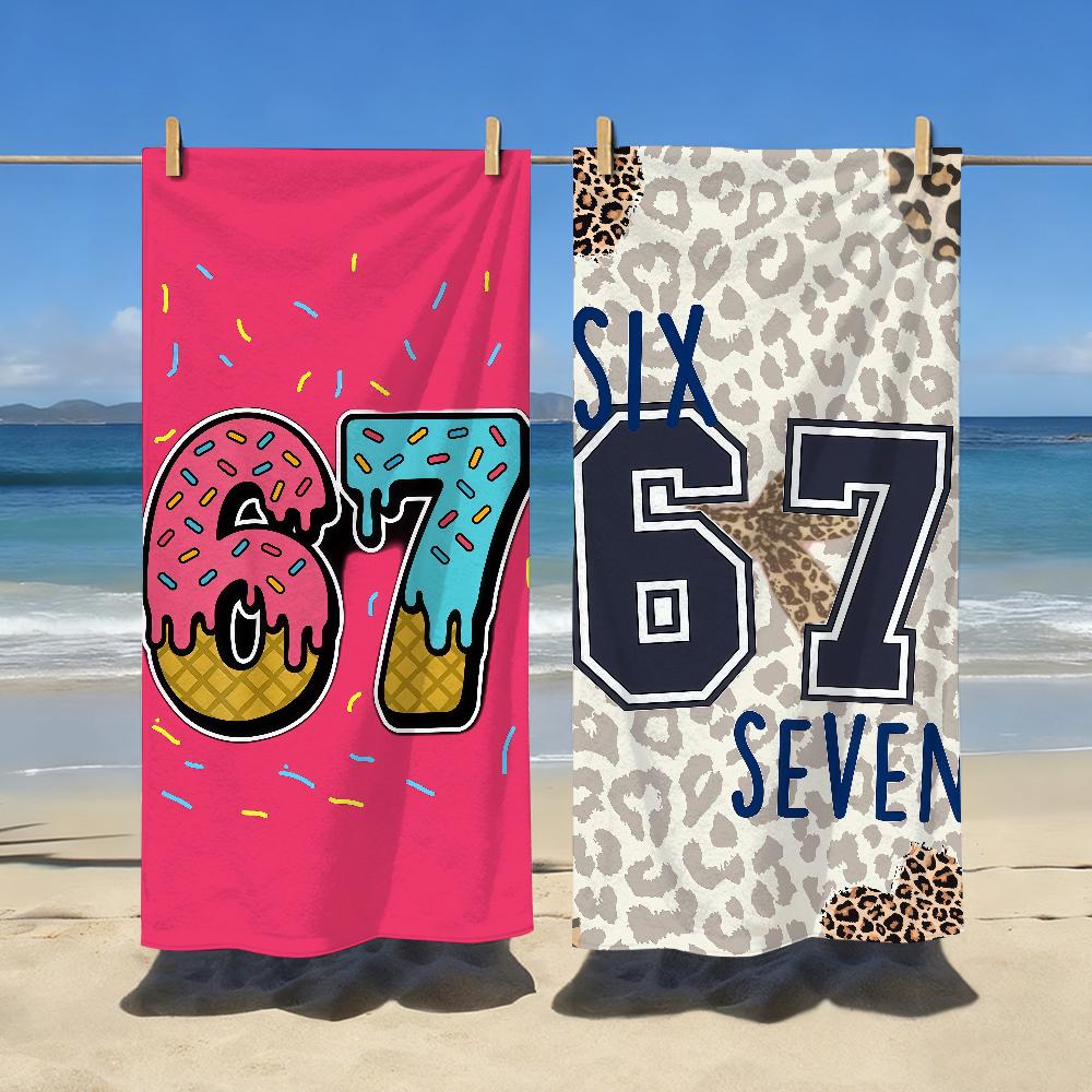 Funny Six Seven 67 Towel Sports Quick Dry Travel Camping Gear Sandproof Soft Light Large Beach Towel