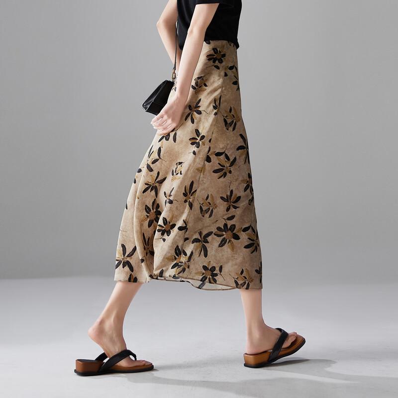 SOFSIL Silk Chinese Print Fishtail Skirt