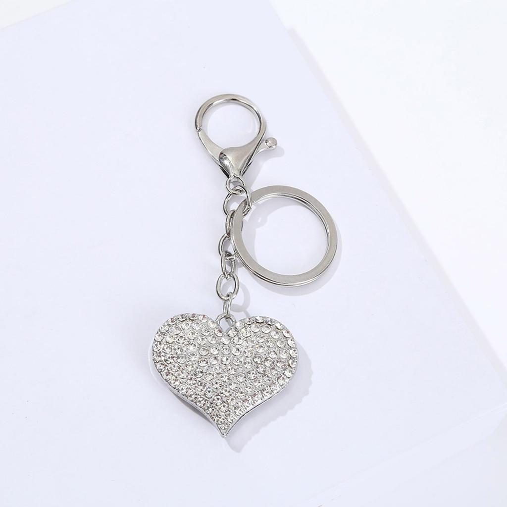 Fashion Heart Key Holder Rhinestoned Keyring Zinc Alloy Keychain Hanging Pendant Charm For Everyday Carry