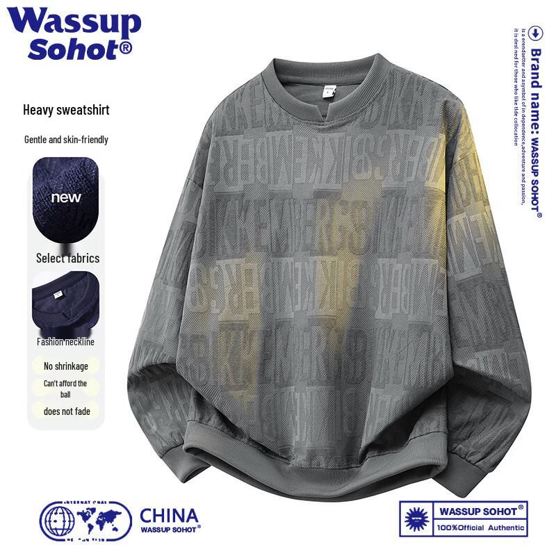 Wassup Sohot American Streetwear Letter Print Crewneck Sweatshirt