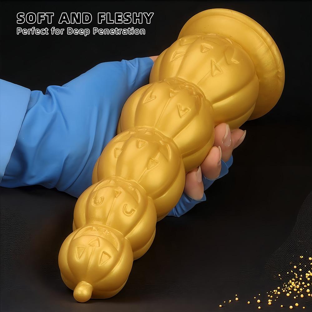 Huge Gold Silicone Anal Plug Threaded Dildo Realistic Big Dick Sex Toy for Men Fisting