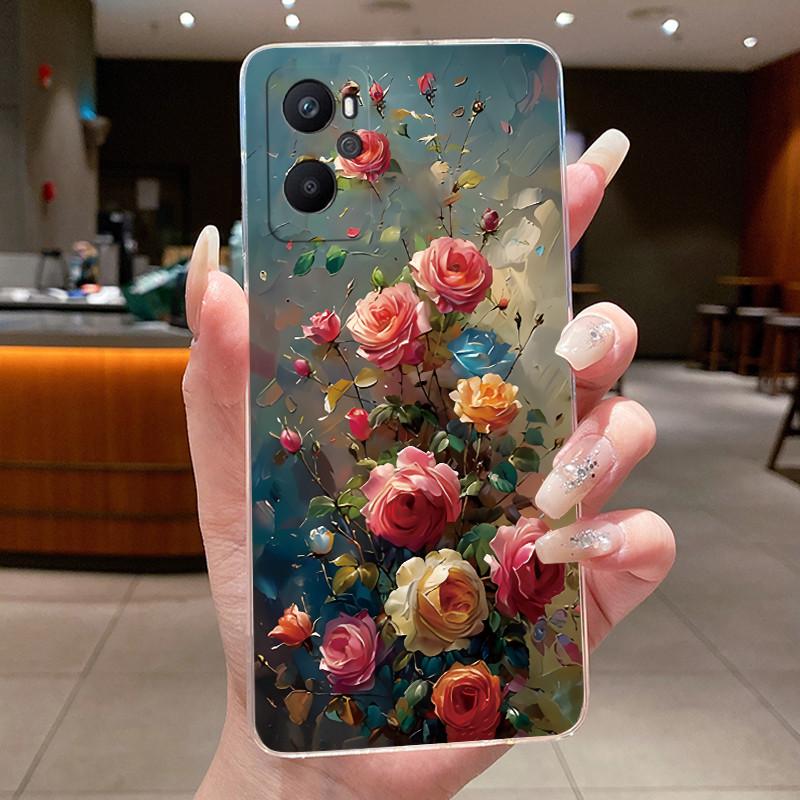 Casing For OPPO A96 CPH2333 Phone Case Soft Case New Design Aesthetic Luxury Fashion Butterfly Flowers Clear Silicone TPU Cover