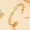 Simple Geometric Chain Open Stainless Steel Bracelet with 18K Gold Plating