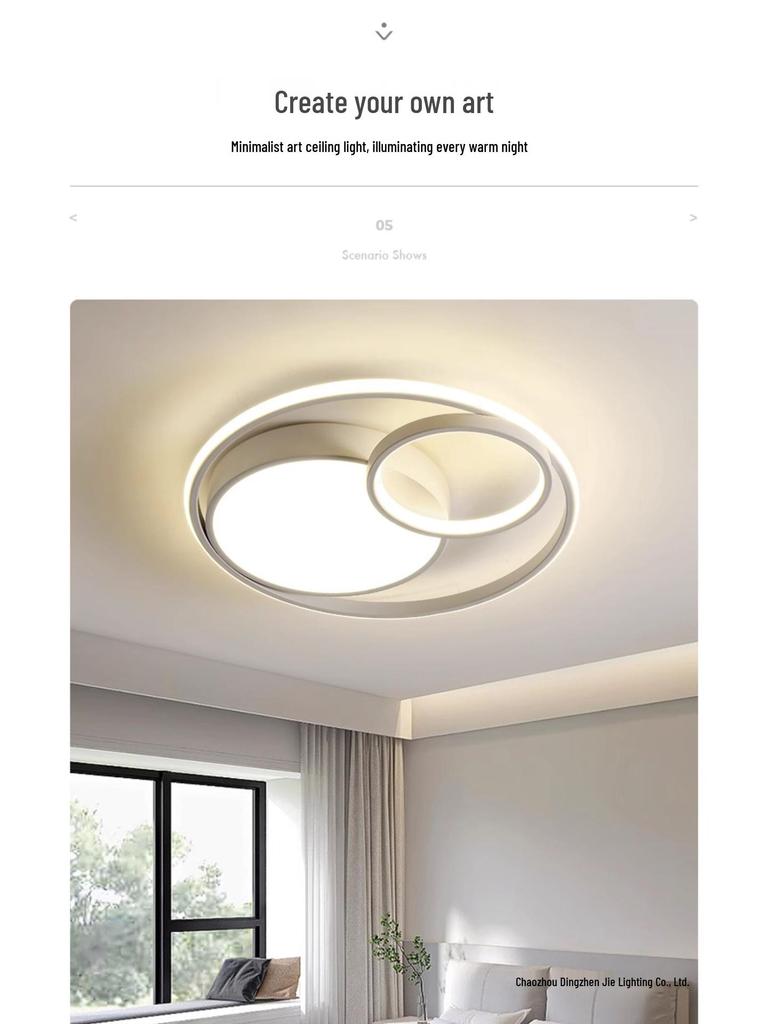 Nordic Modern LED Ceiling Light - Minimalist Black & White Design for Bedroom, Study, or Romantic Settings