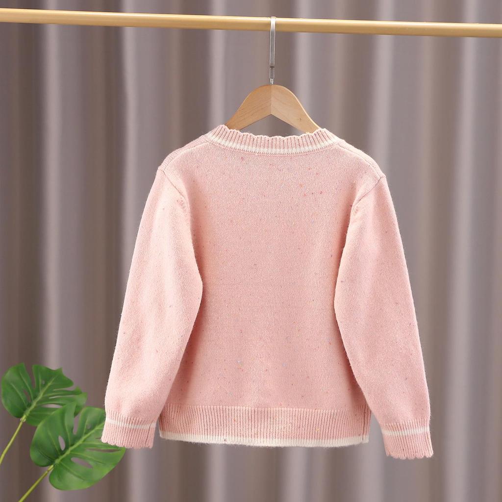 Girls' Stylish Korean-Style Knit Cardigan Sweater – Long-Sleeved, Spring/Autumn Academy Look
