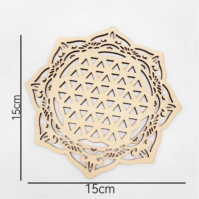 5pcs/lot 15cm Tree of Life Chakra Flower of Life Natural Symbol Wood Carved Coaster Home Kitchen Decor Creative Pattern Coaster