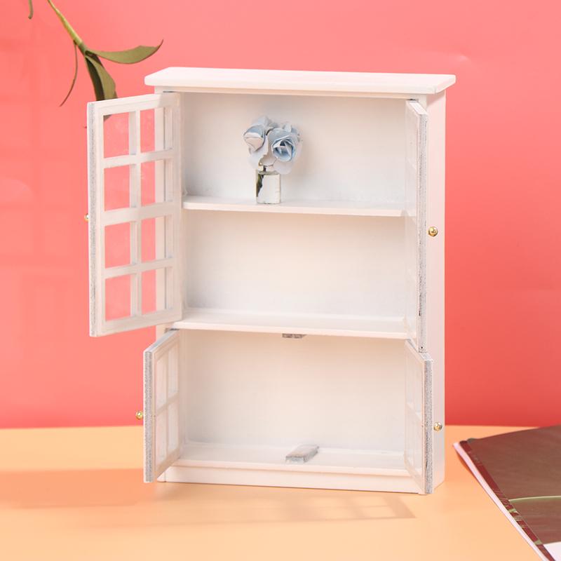 1:12 Dollhouse Miniature White Wood Cupboard Shelf Furniture Model