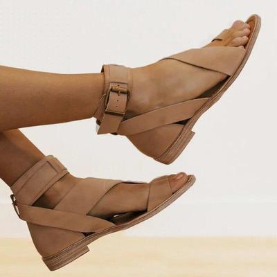 2023 sommer Mode frauen Sandalen Römischen Flache Zehen Hausschuhe Casual Strand Schuhe Nicht Slip Schnalle Bare Ankle Spitze Retro casual Schuhe