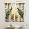 2pcs 2D Flat Gold Peacock Print Curtains – for Bedroom & Living Room   Multiple Sizes Available