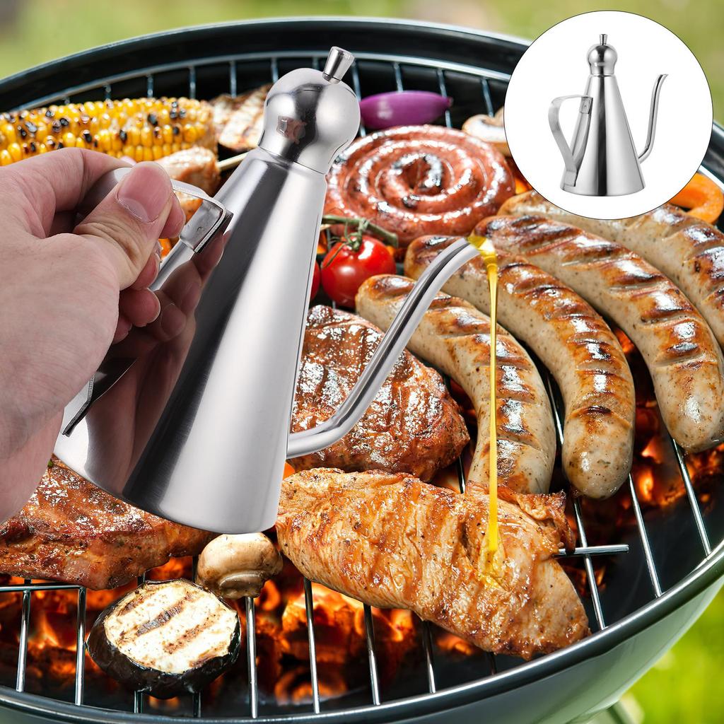 0.27L 304 Stainless Steel Oil Bottle Daily Use Dispenser Kitchen  Container Vinegar Precise Fit Condiment Leakproof Sauce