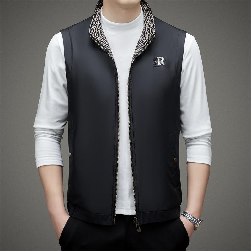 Men's Waistcoat Standing Collar Outdoor Sports Double-sided Vest Vest Clip Sleeveless Trend Coat