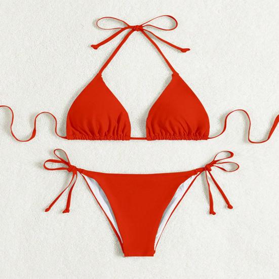 Damen Sexy Bikini Set Neckholder String Tie Side Zweiteiliger Badeanzug Mini Triangle