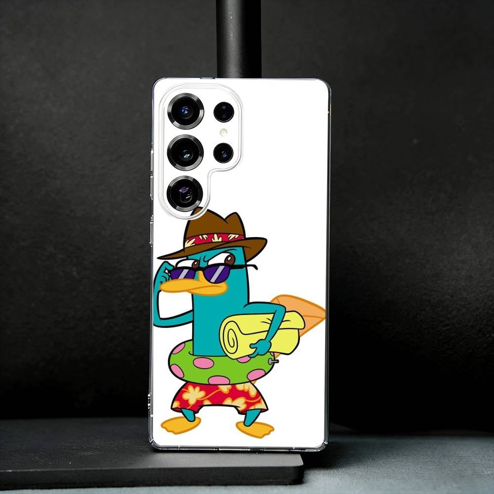 

cute Cartoon Perry The Platypus Phone Case For Samsung S25,S24,S21,S22,S23,S30,Ultra,S20,Plus,Fe,Note,10,9,5G Transparent Cover Samsung S225G