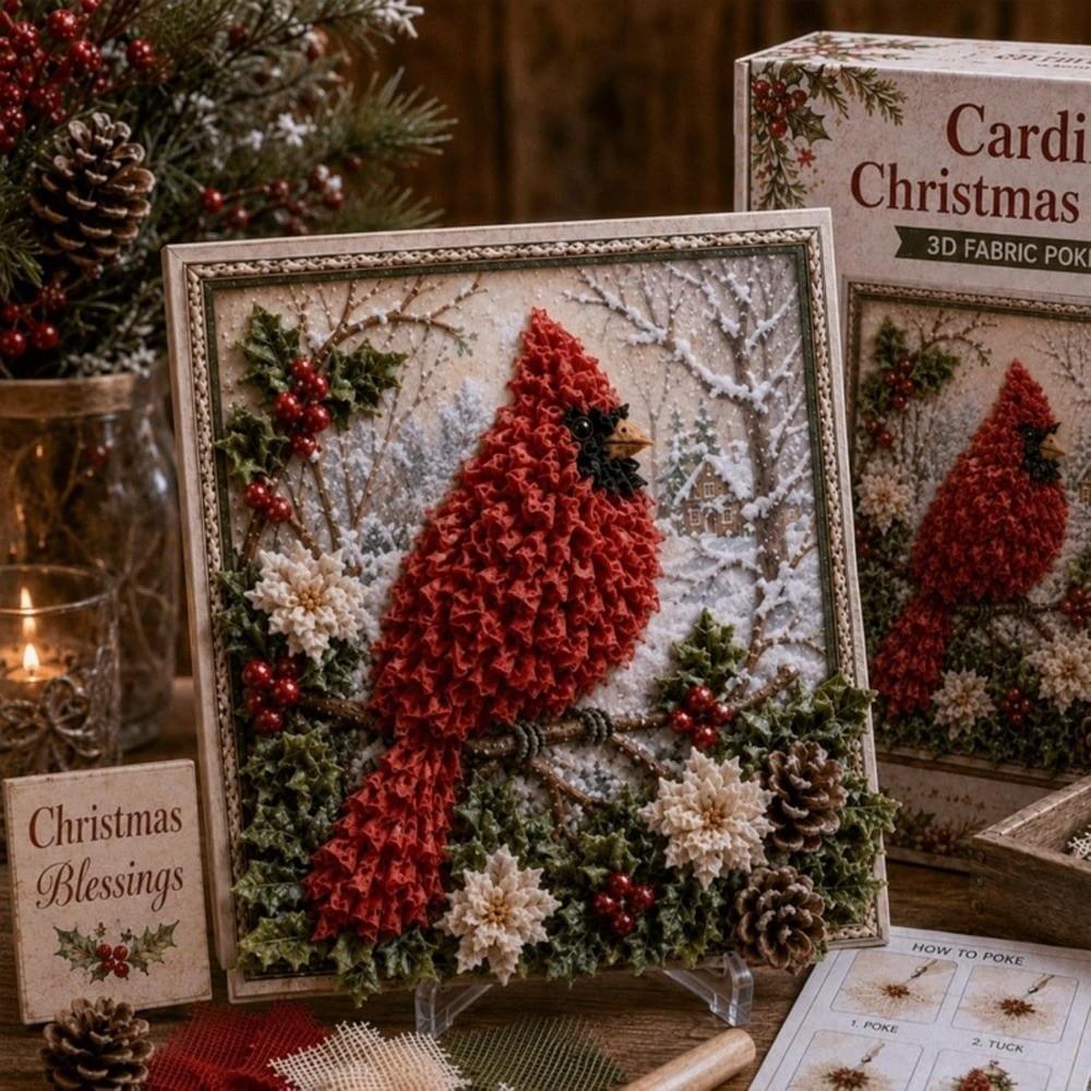 Fabric Based Christmas Fabric Poke Art Kit 3D Design Needle Punch Art Christmas Decorating