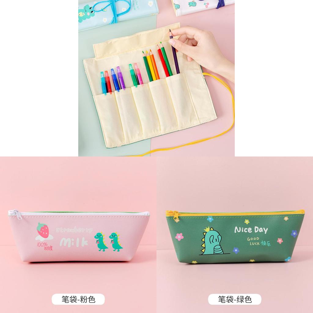 Creative Dinosaur Leather Pencil Case For Students With Large Capacity And Portable Design