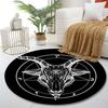 Mystic Goat with Pentagram Design Print round rug, living room, bedroom, playroom carpet, non slip floor mat, gift