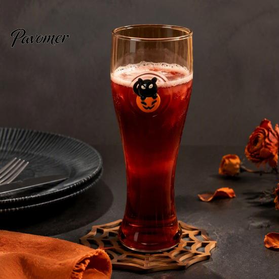 Regalo di Novità per le Feste per Amici Bicchiere da Birra da 400 ml, Tazza Bicchiere Spettrale Zucca Fantasma Gatto Nero Halloween Tè alla Frutta, Bicchieri Alti per Bar, Decorazione Cucina
