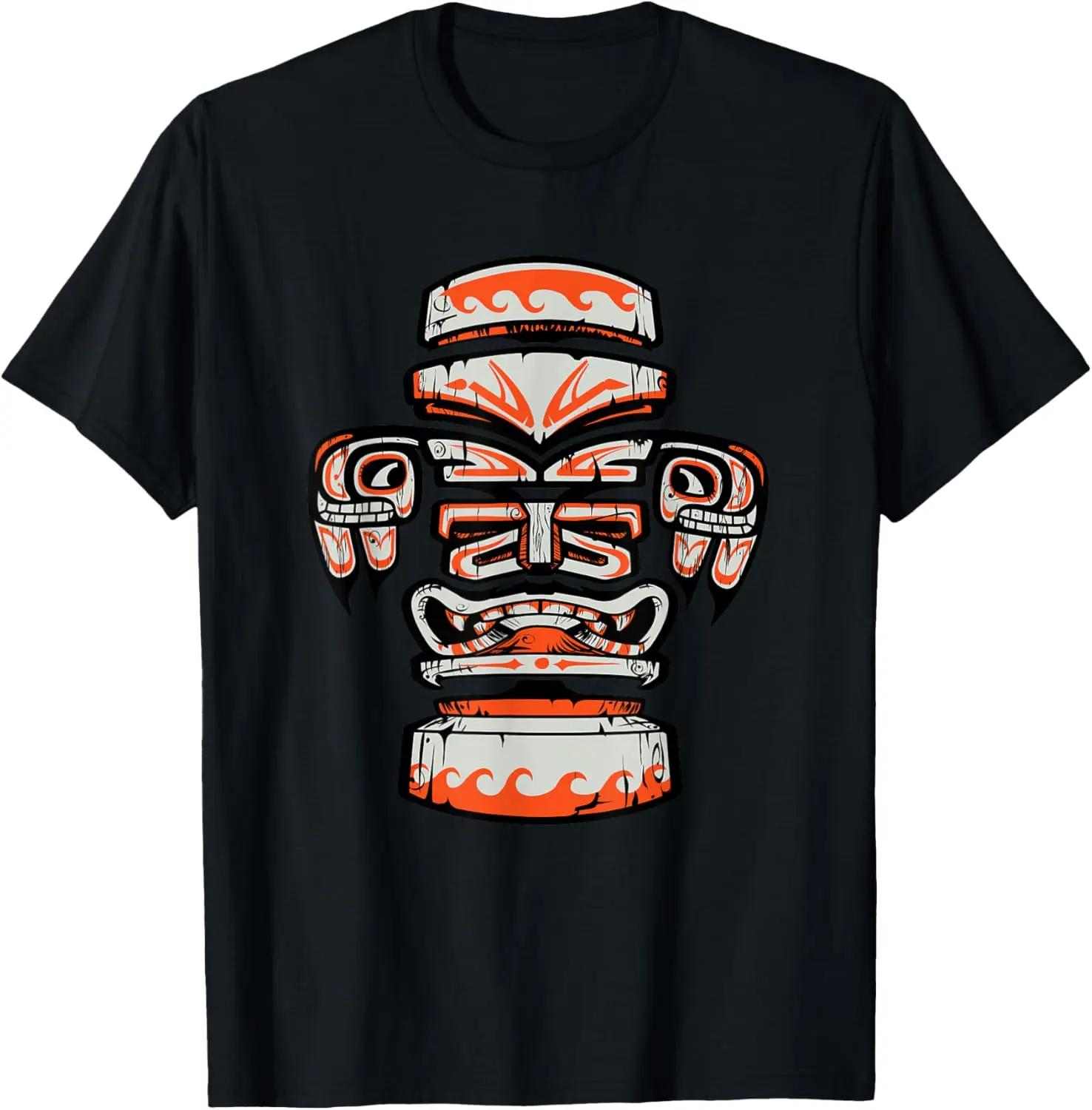 2026 New Vintage Tiki Hawaiian Polynesian Mask Four Totems Gift Soft T-Shirt Men Clothing Tops Graphic Unisex T Shirt Streetw... S разноцветный