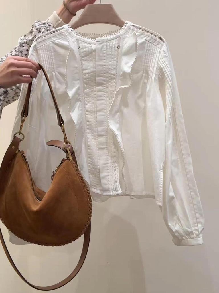Women's French-Style Ruffled White Shirt – Chic Early Spring 2026 Arrival