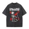 Washed Vintage Rock Band Falling In Reverse Skeleton Print Tshirt Men Women Retro Gothic Punk Tshirts Cotton Oversized T Shirt