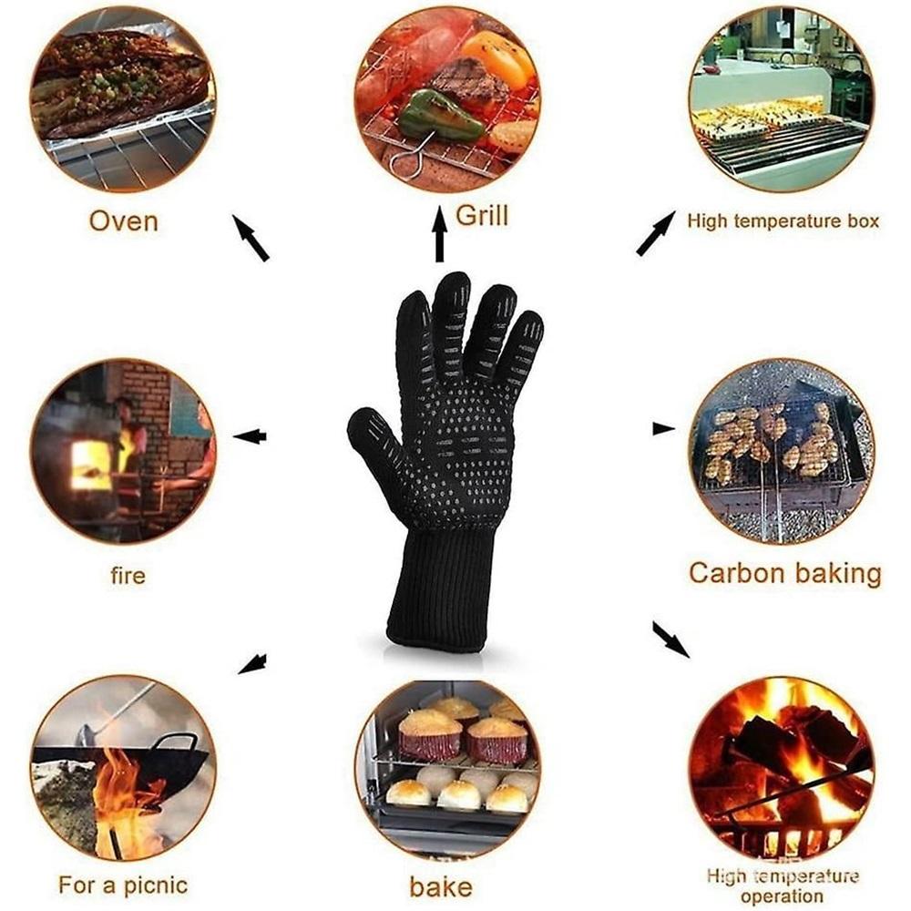 1 Pair Barbecue Gloves,up To 800c Universal Non-slip Heat Resistant Oven Gloves