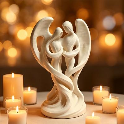 Enfeites de Anjo Mãe e Filho Impressos em 3D Linhas Suaves Estatueta Decorativa Compacta Simbolizando Proteção E Companheirismo Estátua