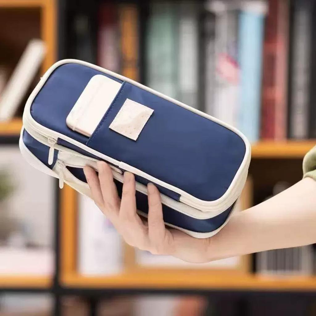 Erweiterbare Federtasche mit großem Fassungsvermögen, Federtasche im Color-Block-Design, Transformierbare Schreibware für Schüler