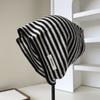 Autumn and Winter Women's Woolen Knitted Hat Japanese Retro Striped Pile Hat  Warm Headpiece Hat Versatile Cold Hat  Making The Face Look Smaller