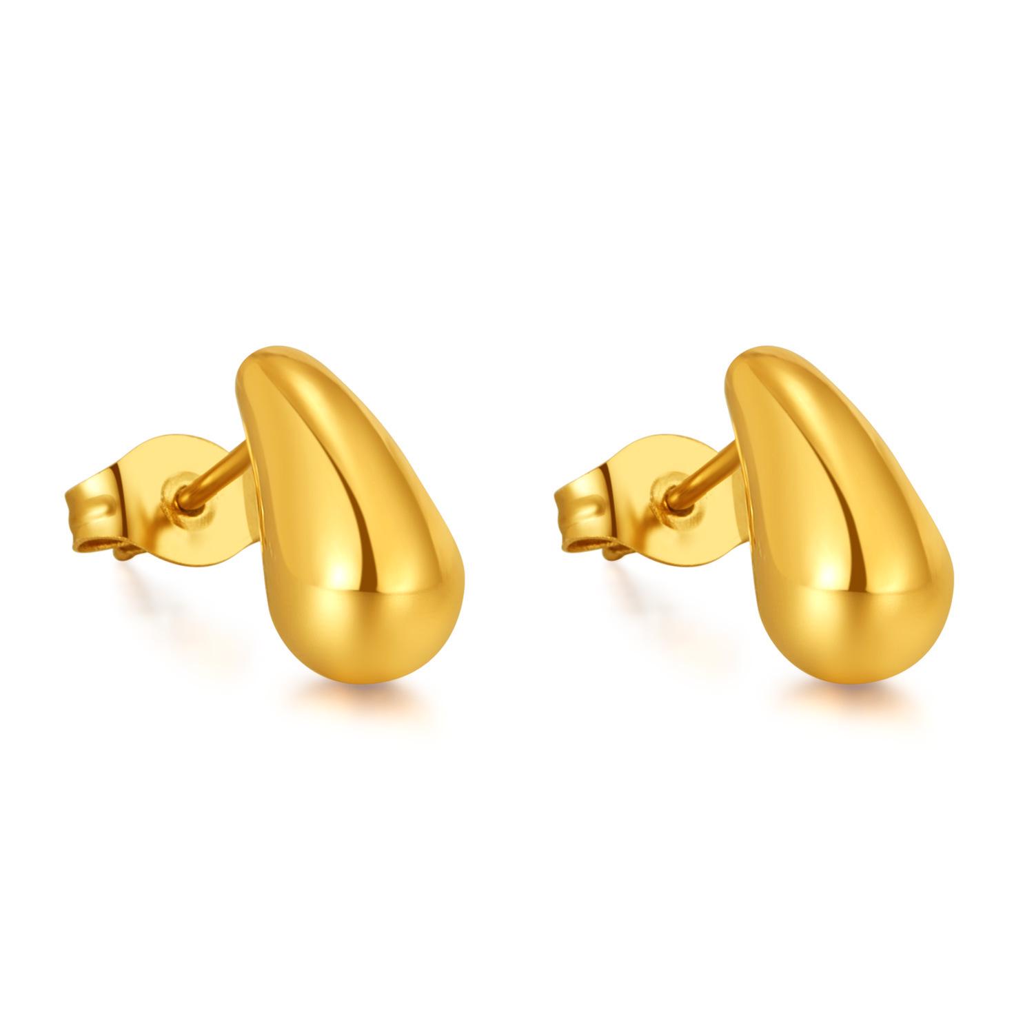 Versatile Stainless Steel Water Drop Earrings – Trendy, Light Luxury Ear Studs Accessories