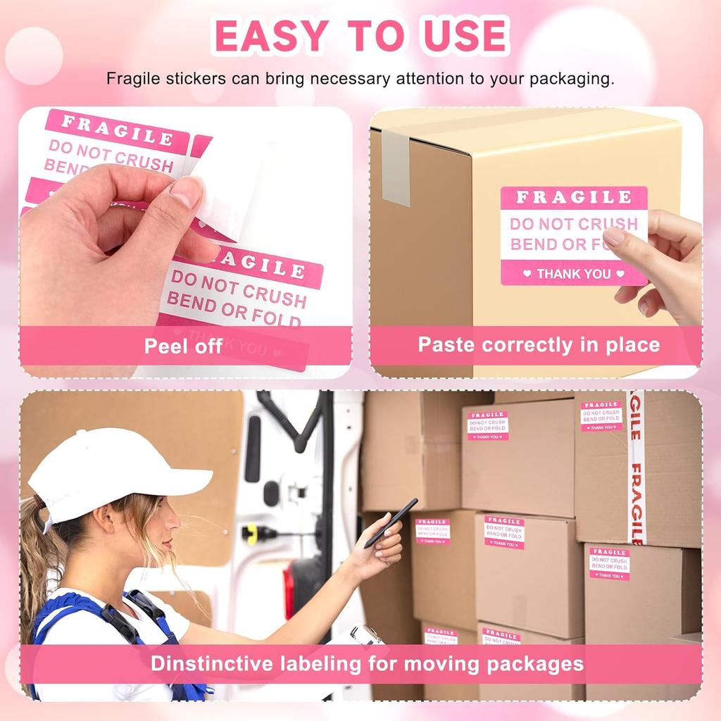 2x3 Inch 400PCS Fragile Stickers for Shipping Do Not Crush Bend or Fold, Shipping Mailing Cartons Envelops Adhesive Labels, Fragile Warning Stickers