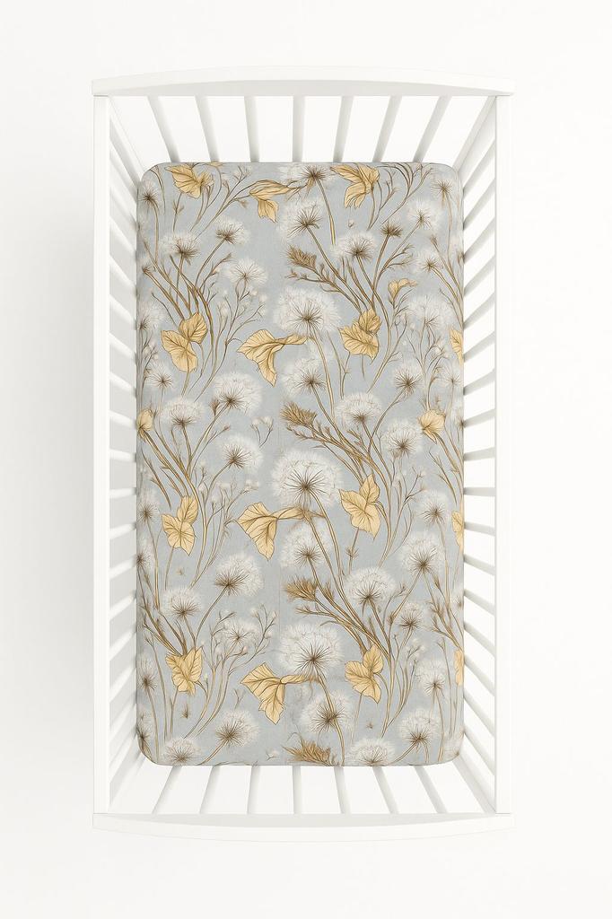 Cotton fitted sheet for a cot 120x60 cm - dandelions