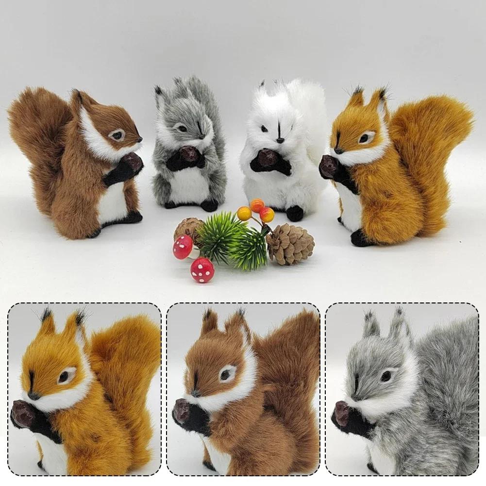 1Pc Mini Artificial Squirrel Figurines Miniatures Plush Simulation Squirrel Ornaments Fake Animal Christmas Table Decorations