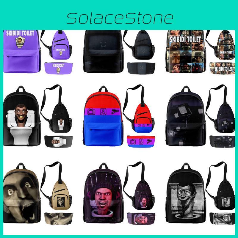 2023 New Skibidi Toilet Prank Backpack Set Oxford Cloth Unisex 20l Capacity Breathable