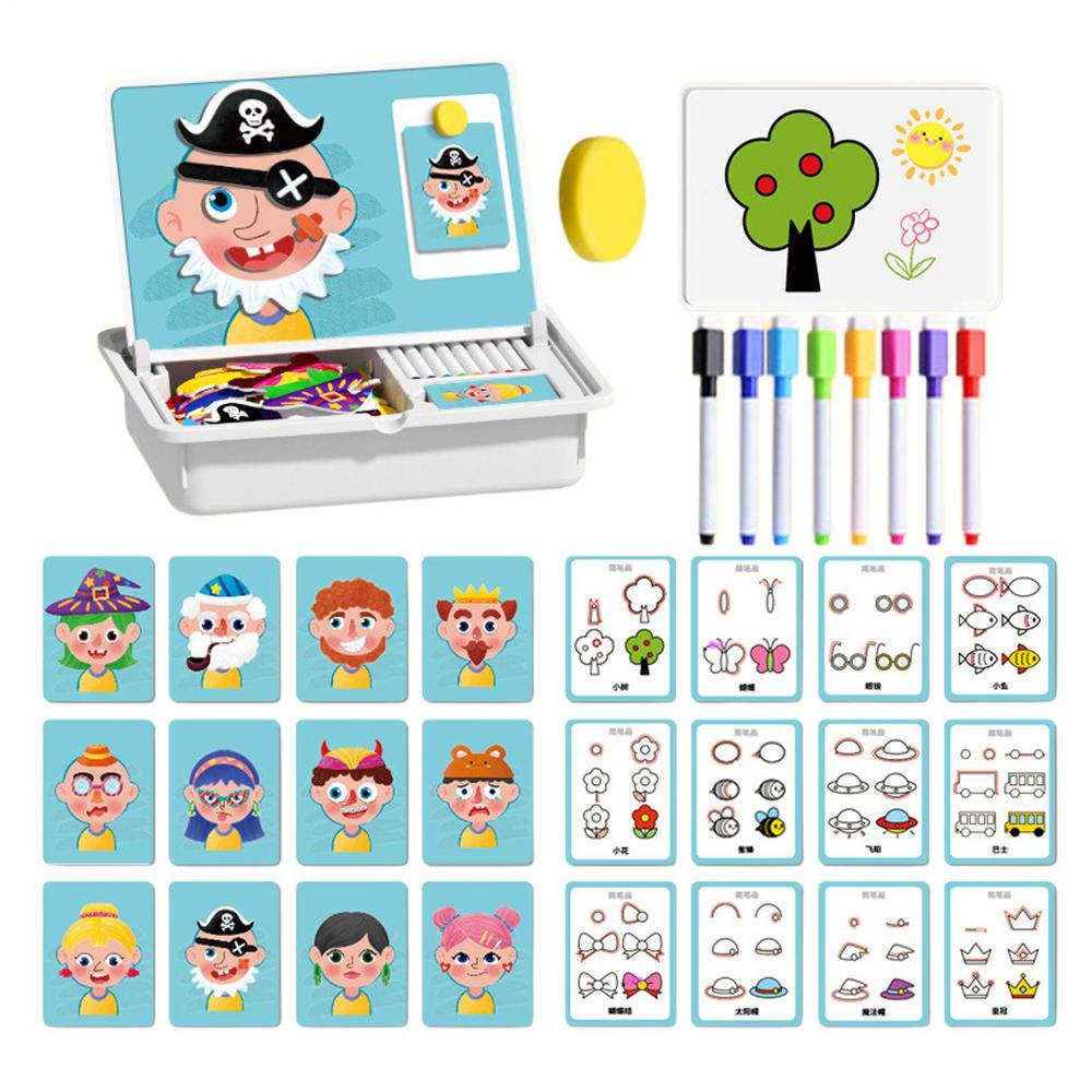 

Magnetic 3D Puzzle Children Dress Up Change Facial Expression Game Iron Box Jigsaw Early Education Imagination Toys Girls Gifts