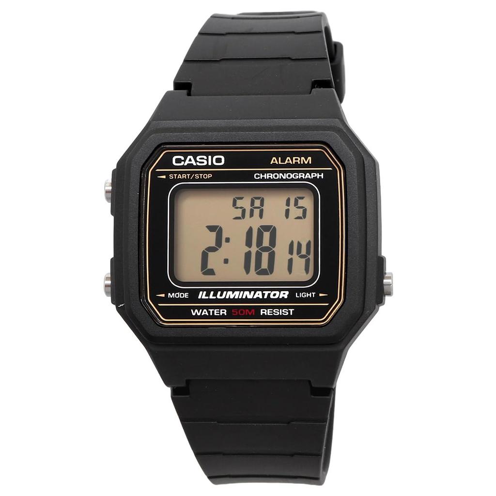 Casio Standard Digital Watch LCD International Model Men's W-217H-9AV Black/Gold Display, [Used]