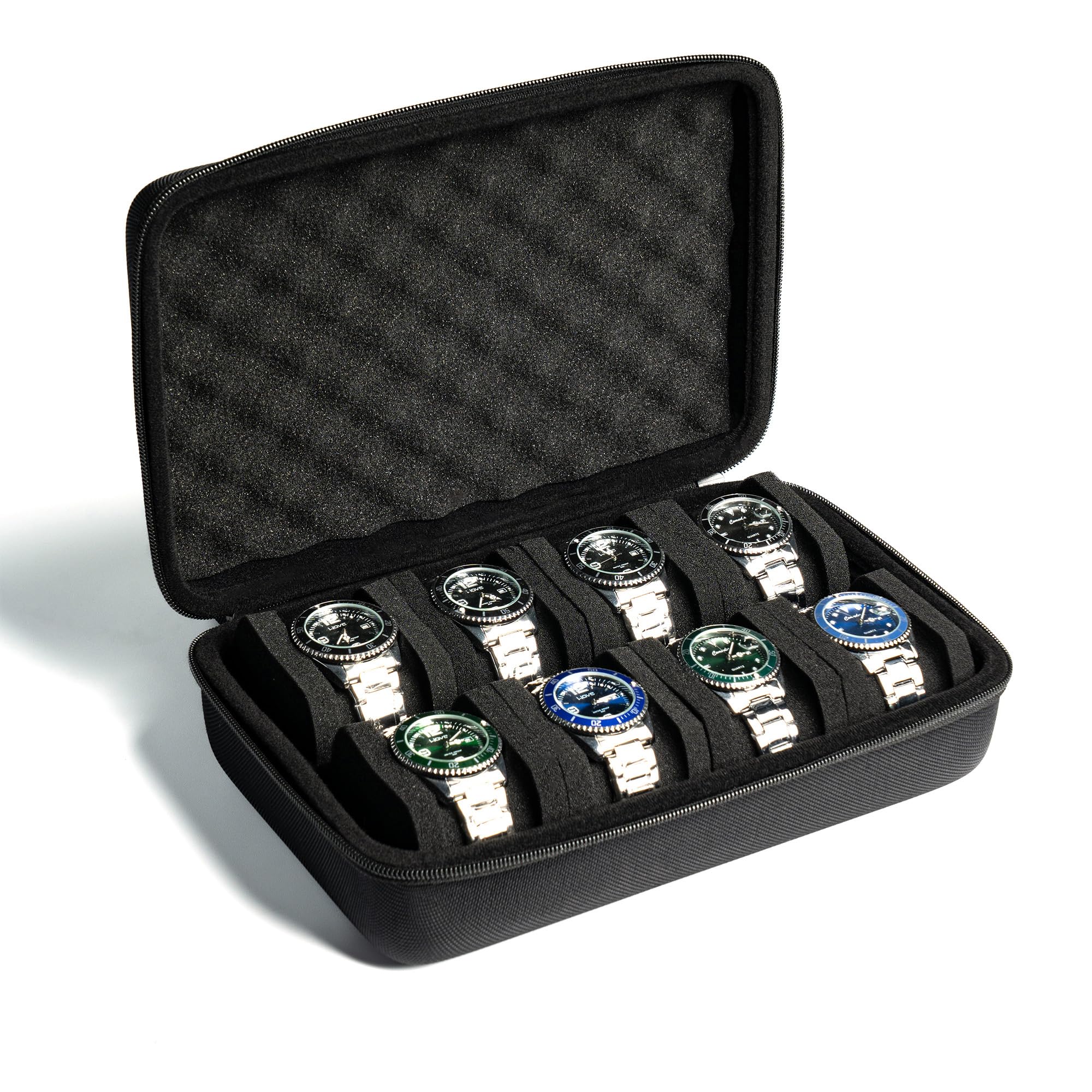 

AUKURA 8-Slot Watch Case, Hard Watch Storage Case, Hard Watch Box, Padded Case for Watch Display and Organization.