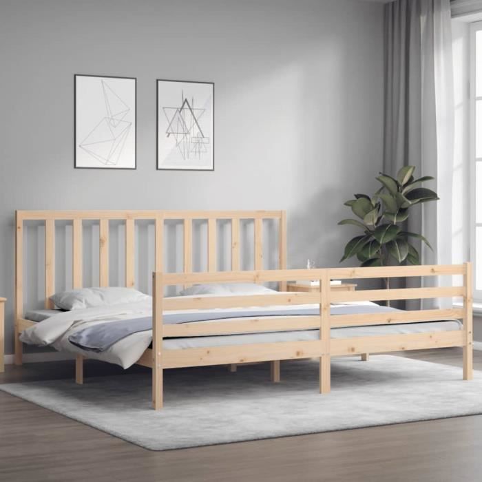 VidaXL Cadre de lit avec tête de lit 200x200 cm bois massif 3193811