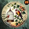 Metal Wall Art Golden Birds Floral Decor Hanging Home