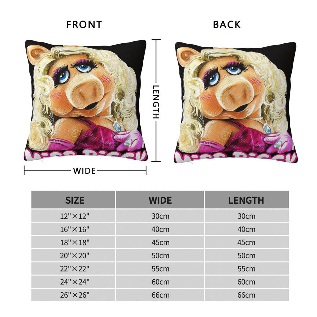 Miss Piggy The Muppets Federa Quadrata Poliestere Lino Velluto Stampato Cerniera Decorativa Copricuscino da Divano 45x45