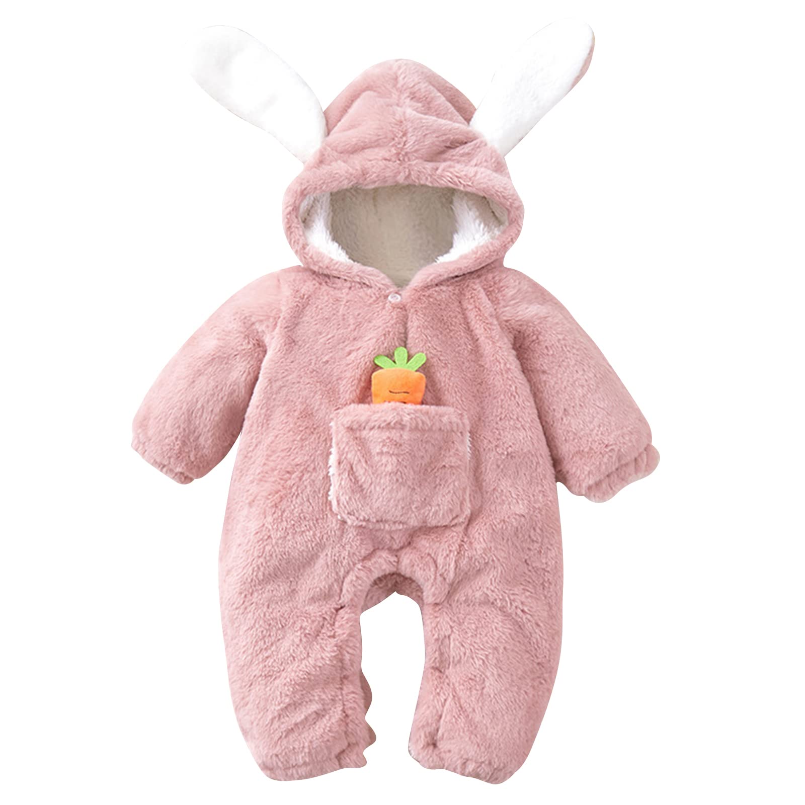 

Famuka Winter Rabbit Baby Hooded Romper Fluffy Kigurumi Costume for Baby Shower Boys and Girls 100th Day Celebration Gift Coverall, Jumpsuit,