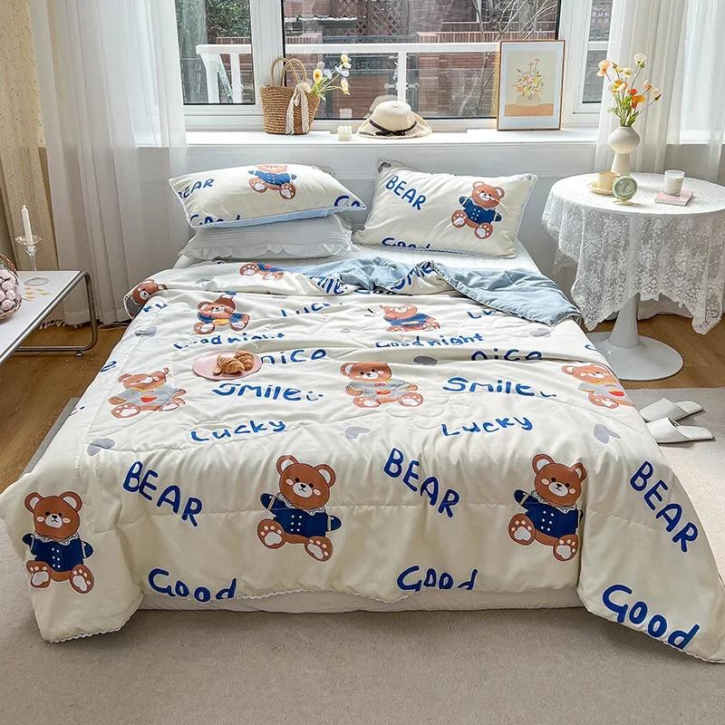 Cute Dinosaur Quilts Summer Spring Breathable Polyester Cotton Twin Full Size Bed Blanket Soft Thin Boys Girls Home Textile