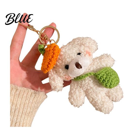 Fashionable Bear Charm Plush Keychain, Cute Puppy Bag with Portable Decoration Crocheted Accessories, Stuffed Animal Pendant for Women Girls Backpack