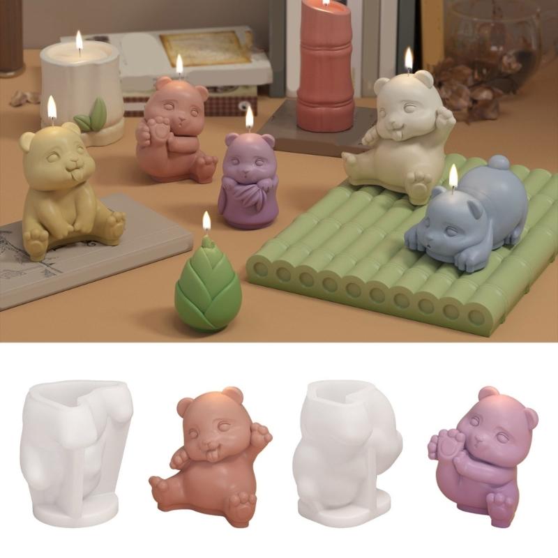 Creative Panda Shape Candle Molds Bamboo Silicone Molds Cake Decorating Tools Silicone Crafts Moulds for Hand-Making